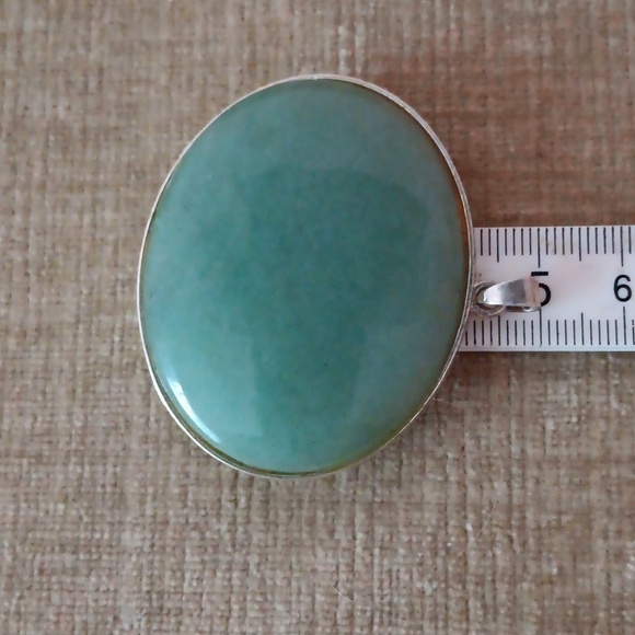 Silver Tone Stone Oval Pendant - Picture 4 of 5